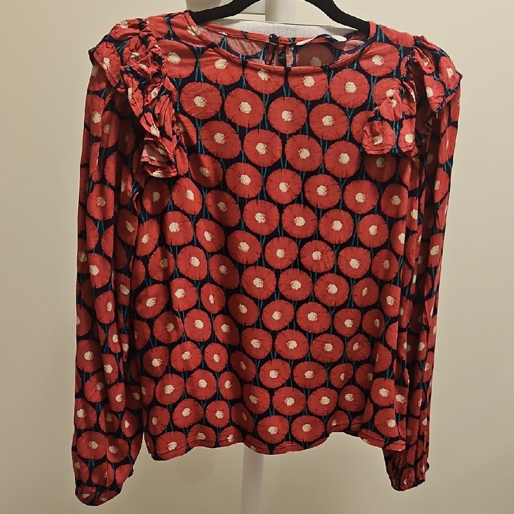Chic Red and Black Floral Blouse